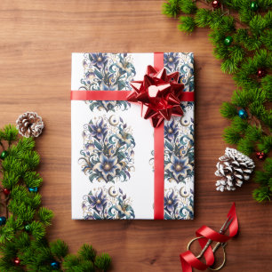 Verzauberter Mitternachtsgarten: Leuchtendes Blau Geschenkpapier