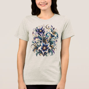 Verzauberter Mitternachtsgarten: Leuchtendes Blau Tri-Blend Shirt