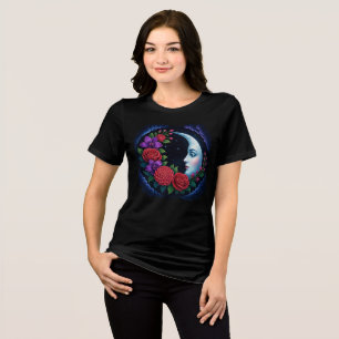 Verzauberter Mondgesicht-Himmel und mystische Blüt Tri-Blend Shirt