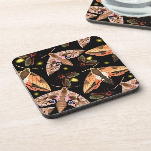 Verzauberter Moth | Naturlich Inspiriert Cork Unte Getränkeuntersetzer (Linke Seite)
