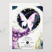 Verzauberter Mystischer Schmetterling zum Geburtst Einladung (Vorne/Hinten)
