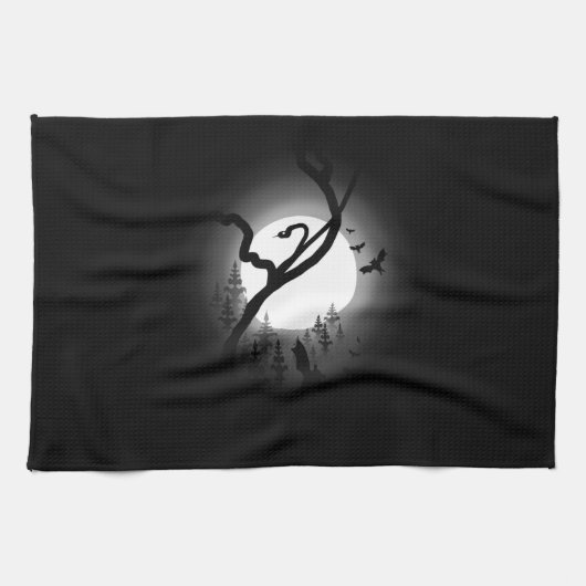 verzauberter Nachtwald Geschirrtuch (Horizontal)