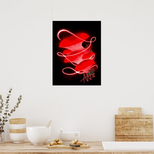 Verzauberter Oyster glühender Red Mushroom Poster (Küche)