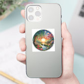 Verzauberter Park gesteinigtes Glas-Mosaik Aufkleber (Telefon)