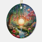 Verzauberter Park gesteinigtes Glas-Mosaik Keramik Ornament (Links)