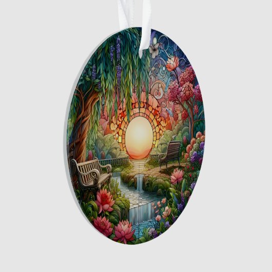 Verzauberter Park gesteinigtes Glas-Mosaik Ornament (Vorderseite)