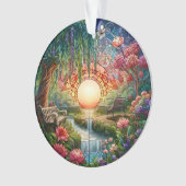 Verzauberter Park gesteinigtes Glas-Mosaik Ornament (Vorderseite)