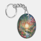 Verzauberter Park gesteinigtes Glas-Mosaik Schlüsselanhänger (Vorderseite links)