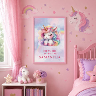 Verzauberter Pastell-Einhorn-Magischer-Tag-Geburts Poster
