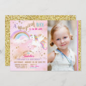 Verzauberter Pegasus Unicorn Rainbow Sparkle Gebur Einladung (Vorne/Hinten)