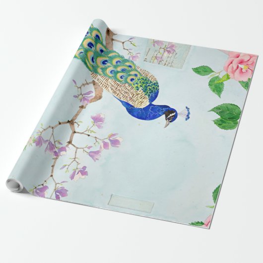 Verzauberter Pfau | Chibi Peacock Gift Geschenkpapier (Ungerollt)
