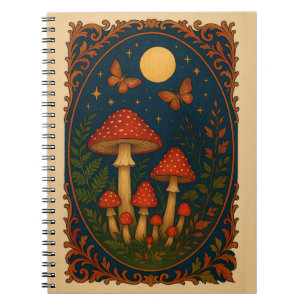 Verzauberter Pilz, Mondbeschienener Wald Whimsical Notizblock