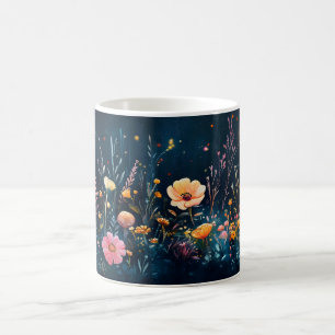 Verzauberter Pilzwald-Boden bei Nacht Kaffeetasse