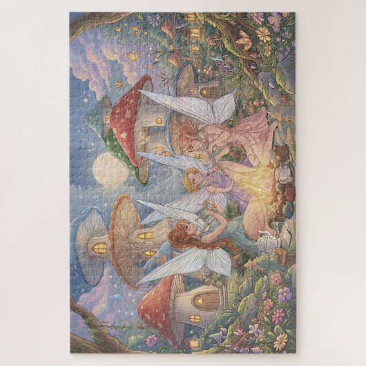 Verzauberter Pilzwald Feen Puzzle (Vertikal)