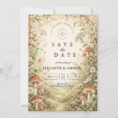 Verzauberter Pilzwald-Hochzeit Save The Date (Vorderseite)
