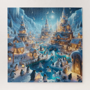 Verzauberter Pinguin Eisiger Winterdorf-Spaßstadt Puzzle