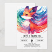 Verzauberter Printable Fox Geburtstag Einladung (Vorne/Hinten)