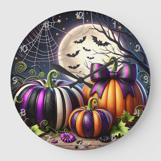 Verzauberter Pumpkin-Patch Große Wanduhr (Vorderseite)