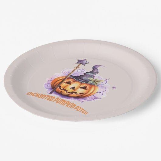 Verzauberter Pumpkin-Patch Pappteller (Schrägansicht)
