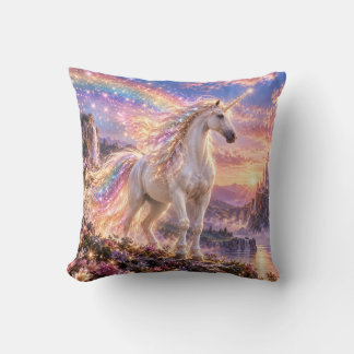 Verzauberter Regenbogen-Einhorn Kissen