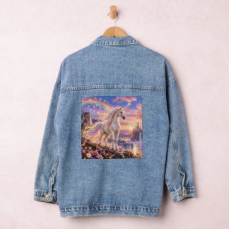 Verzauberter Regenbogen Einhorn Pink Jeansjacke
