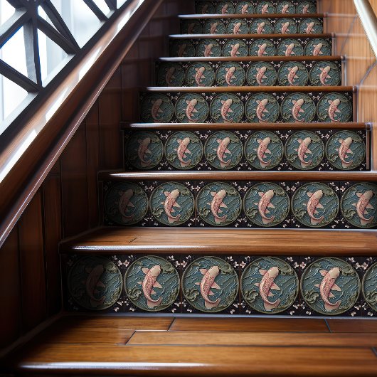 Verzauberter rosafarbener Karpfen in einem Teich m Fliese