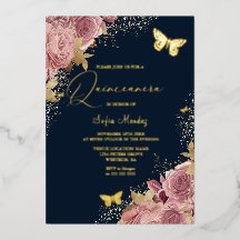 Verzauberter Schmetterling Quinceanera Party Navy 