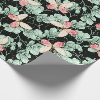 Verzauberter Schmetterlingsgarten Dunkle Florale W Geschenkpapier