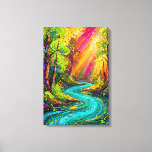 Verzauberter sonnenbeschienener Fluss Abstract Imp Leinwanddruck