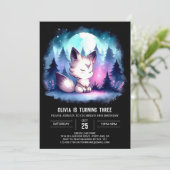 Verzauberter Spaß Wolf Geburtstag Einladung (Stehend Vorderseite)