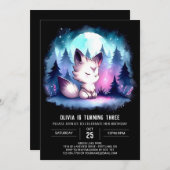Verzauberter Spaß Wolf Geburtstag Einladung (Vorne/Hinten)