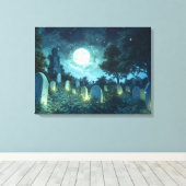 Verzauberter spukhafter Friedhof Leinwanddruck (Insitu (Holzboden))