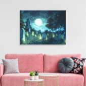 Verzauberter spukhafter Friedhof Leinwanddruck (Insitu (Wohnzimmer))