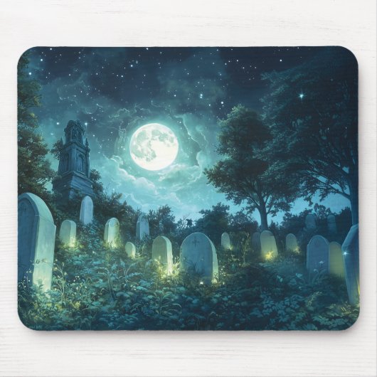 Verzauberter spukhafter Friedhof Mousepad (Vorne)