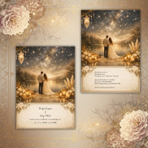 Verzauberter Sternennachtsee Blau & Gold Hochzeit