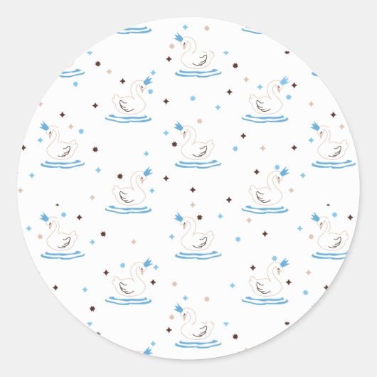 Verzauberter Swan Lake Fairy Tale Crowned Swan Runder Aufkleber (Vorderseite)