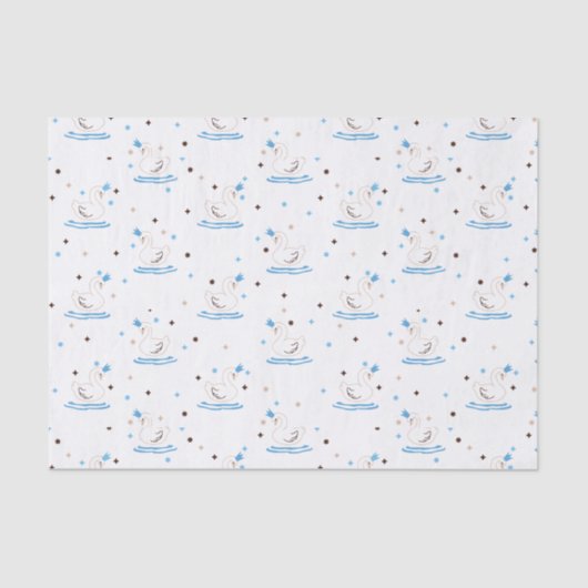 Verzauberter Swan Lake Fairy Tale Crowned Swan Seidenpapier (Vorderseite)