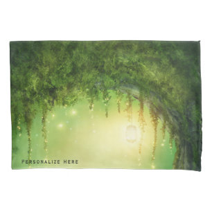 Verzauberter Träumerischer Wald & Lichter Rustikal Kissenbezug