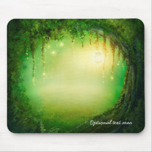 Verzauberter Träumerischer Wald & Lichter Rustikal Mousepad