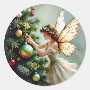 Verzauberter Vintage-Feener-Weihnachten Runder Aufkleber