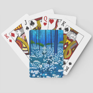 Verzauberter Wald aus weißen Wildblumen Spielkarten