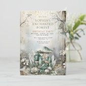 Verzauberter Wald - Birthday Magic Crystals Einladung (Stehend Vorderseite)