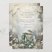 Verzauberter Wald - Birthday Magic Crystals Einladung (Vorne/Hinten)