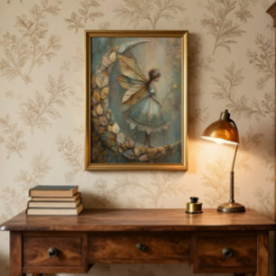 Verzauberter Wald Blatt Fee Fantasy Kunst Poster