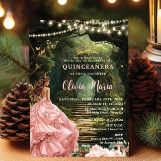 Verzauberter Wald Blütenblüte Quinceañera Süß 16 Einladung
