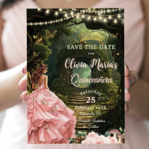 Verzauberter Wald Blütenblüte Quinceañera Süß 16 Save The Date