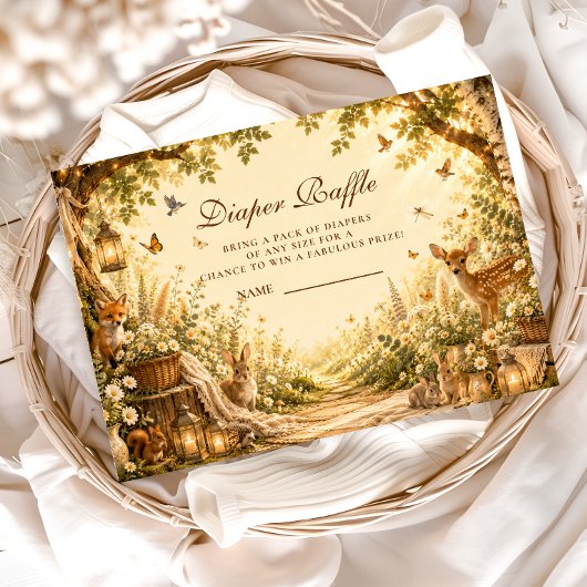 Verzauberter Wald Boho Windel-Raffle Begleitkarte
