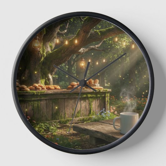 Verzauberter Wald-Cafe-Wanduhr Uhr (Vorderseite)