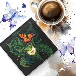 Verzauberter Wald Dryade Frau Schmetterling Fantas Glasuntersetzer