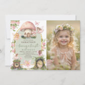 Verzauberter Wald Fee Erster Geburtstag Foto Einladung (Vorderseite)